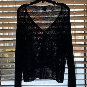 EILEEN FISHER CARDIGAN COTTON OPEN KNIT M/L